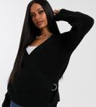 Missguided D-ring Belted Wrap Cardigan In Black