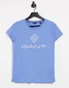 Gant Lock Up Crew Neck T-shirt In Blue-blues