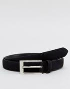 Ben Sherman Smart Skinny Belt In Black Suede - Black