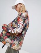 Herschel X Hoffman Voyage Packable Coach Jacket Back Logo Print In Floral - Multi