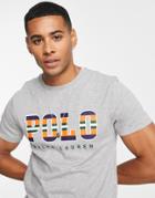 Polo Ralph Lauren T-shirt With Stripe Applique Logo In Gray Heather