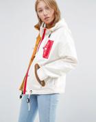 Love Moschino Patch Zips Hooded Jacket - White
