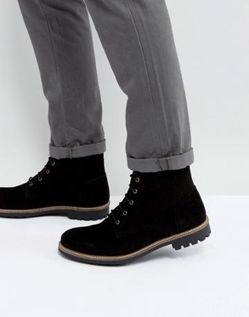 Dead Vintage Lace Up Boots In Black Suede