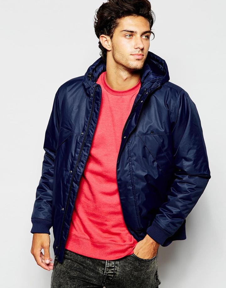 Quiksilver Jacket With Hood In Poly Twill - Navy Blazer