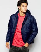 Quiksilver Jacket With Hood In Poly Twill - Navy Blazer