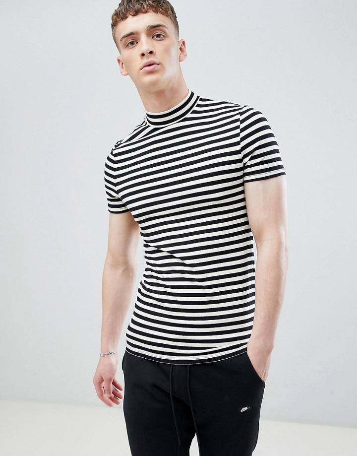 Asos Design Muscle Stripe T-shirt With Turtleneck - Multi