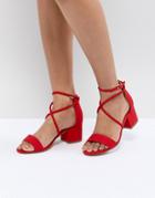 New Look Block Heel Cross Strap Sandal - Red