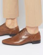 Asos Derby Shoes In Tan Leather With Emboss Detail - Tan