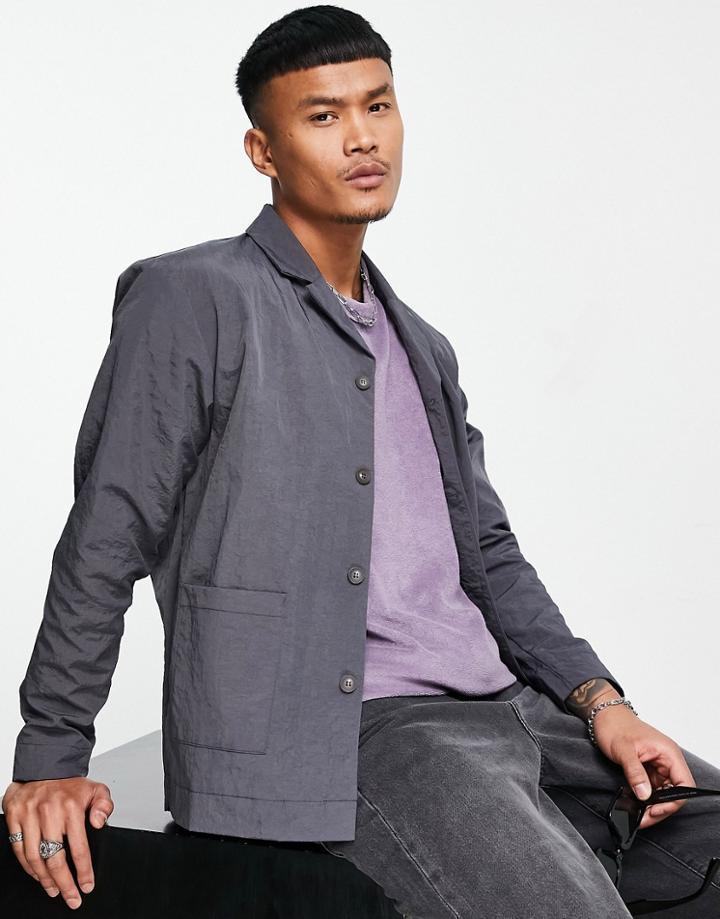 Bando Lightweight Square Pocket Tech Blazer-gray