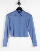 Motel 90s Fitted Mesh Button Front Shirt-blues