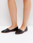 Aldo Blanchette Black Leather Flat Shoes - Black