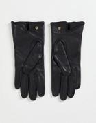 Paul Costelloe Leather Quilted Detail Gloves In Black