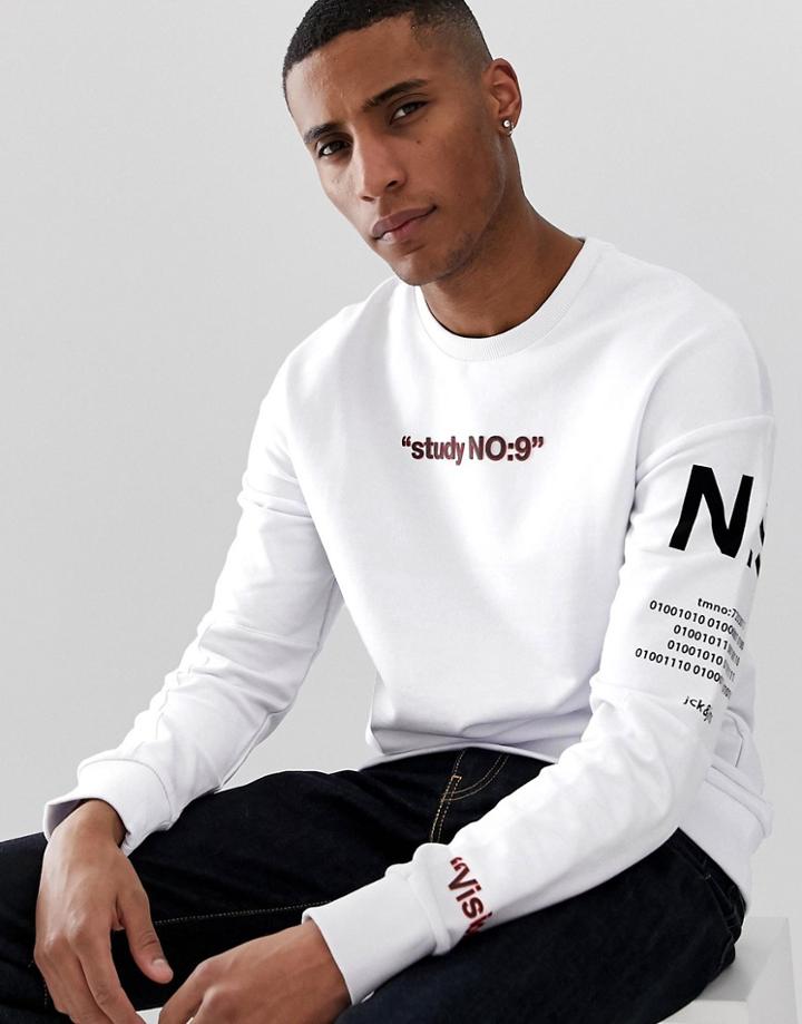 Jack & Jones Core Crewneck Sweat With Sleeve Sleeve - White