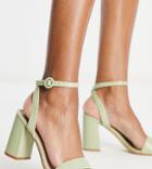 Raid Wink Block Heeled Sandals In Pale Green