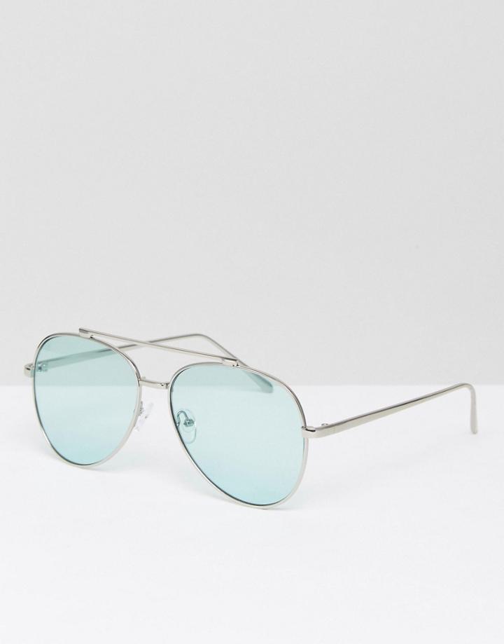 Skinnydip Mint Green Lens Aviator Sunglasses - Green