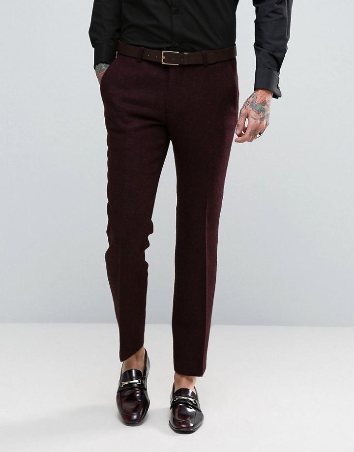 Noose & Monkey Super Skinny Harris Tweed Pants - Red