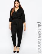 Pink Clove Tailored Jumpsuit Tie Waist Detail - Black