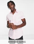 Asos Design Slim Fit Work Shirt In Light Pink