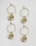 Asos Pack Of 2 Ball Hoops - Gold