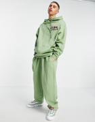 Asos Actual Coordinating Oversized Hoodie In Pastel Green With Floral Front Print And Logo