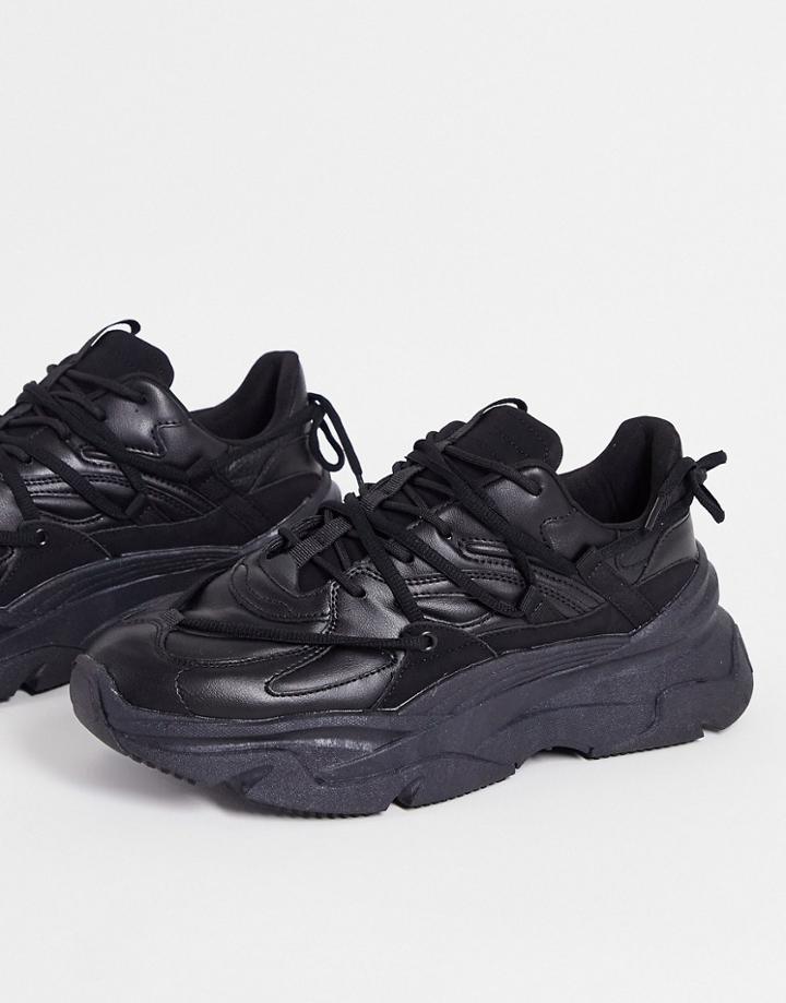 Bershka All Over Chunky Sneakers In Black