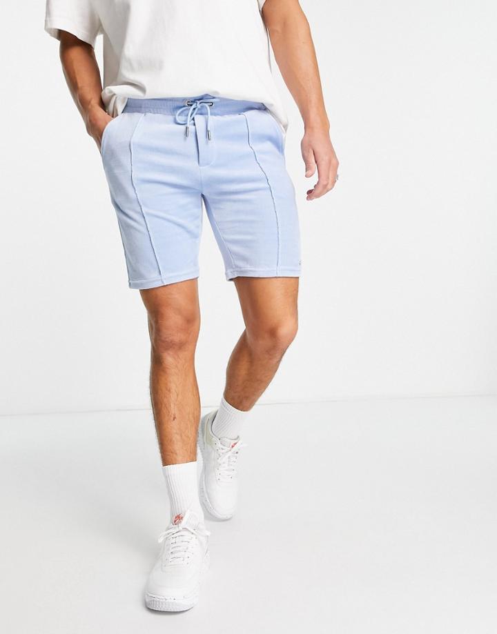 The Couture Club Velvet Smart Pull On Shorts In Light Blue