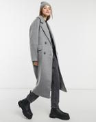 Asos Design Oversized Brushed Coat In Gray-grey