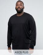 Asos Plus Oversized Long Sleeve T-shirt In Black - Black