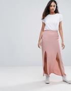 New Look Split Front Maxi Skirt - Pink