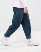 Asos Oversized Tapered Jeans In Blue Cord - Blue