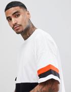 Asos Longline Oversized T-shirt With Contrast Color Block - Black