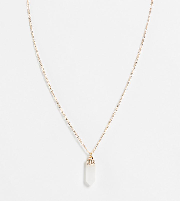 Reclaimed Vintage Inspired Drop Necklace With White Topaz Pendant In Gold