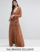 White Cove Tall Star Embellished Maxi Dress With Tassel Sleeve - Orang