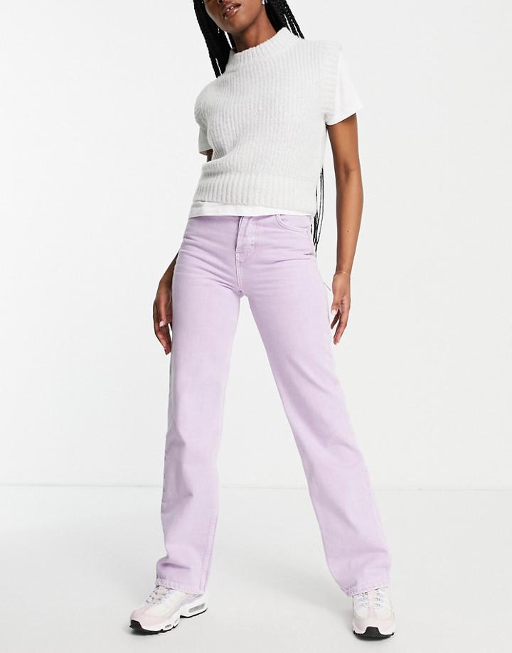 Topshop Straight Leg Jeans In Lilac - Part Of A Set-purple