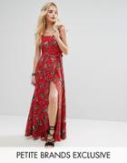 Sisters Of The Tribe Petite Printed Bardot Tie Waist Maxi Dress - Multi
