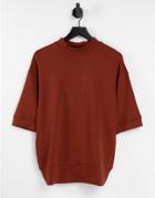 Sixth June High Neck Oversize T-shirt In Brown