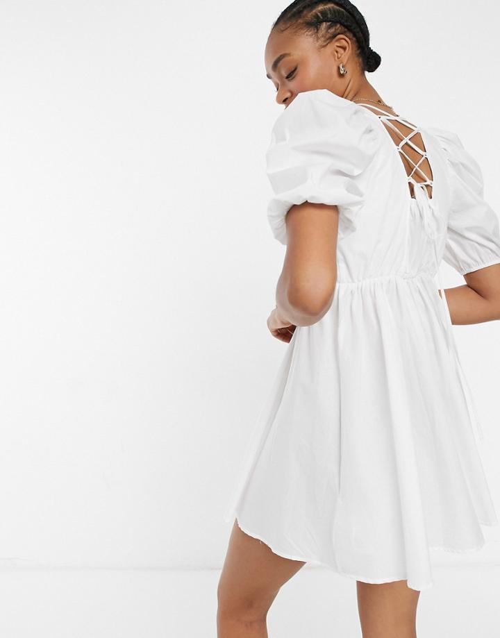 Y.a.s. Strap Detail Mini Smock Dress In White