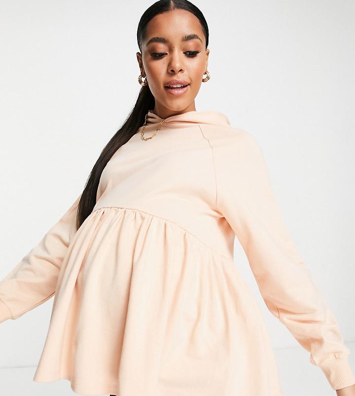 Asos Design Maternity Smock Hoodie In Pink