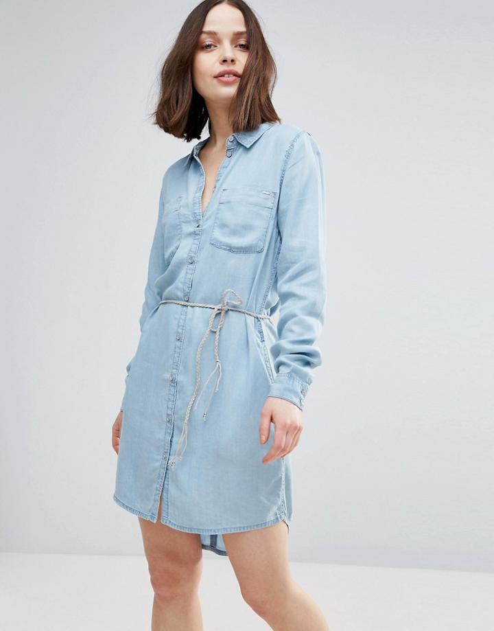 Only Henna Denim Shirt Dress - Blue