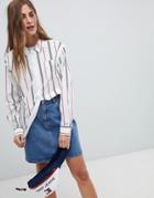 Tommy Jeans Stipe Shirt With Slouch Collar - Multi
