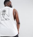 Asos Design Plus Sleeveless T-shirt With Dropped Armhole & Hand Back Print - White