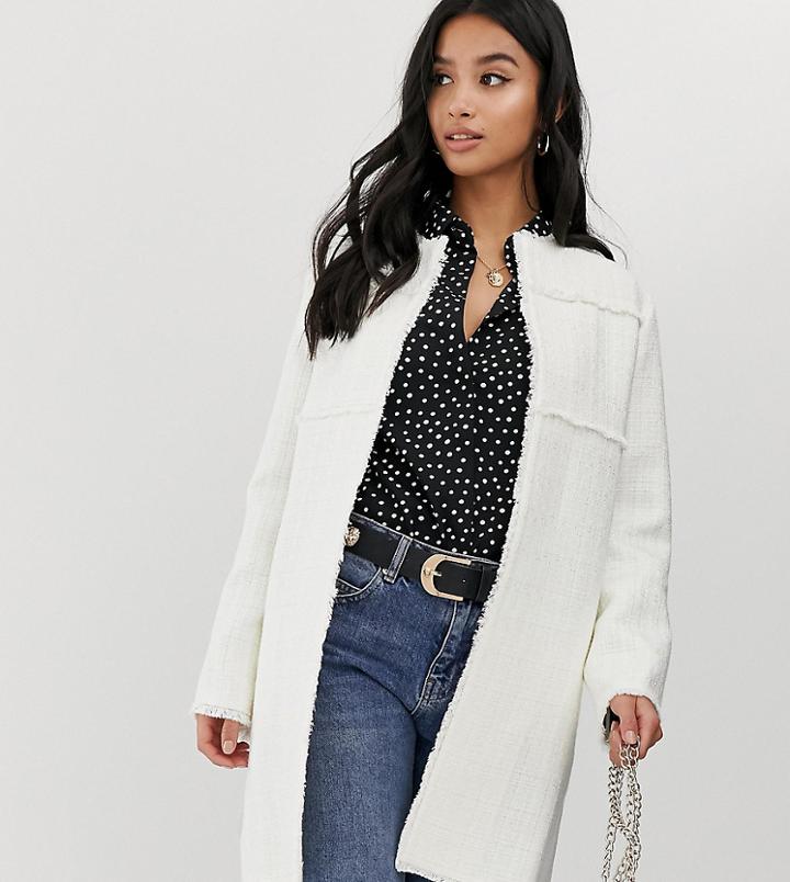 Asos Design Petite Boucle Textured Coat-white