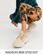 Asos Design Director Chunky Lace Up Sneakers In Beige