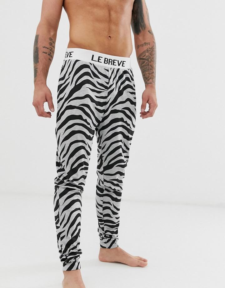 Le Breve Zebra Print Lounge Sweatpants-gray