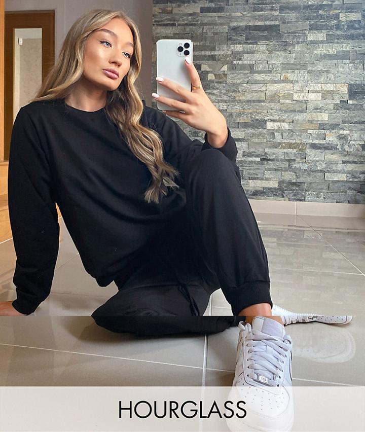 Asos Design Hourglass Tracksuit Slim Sweatshirt / Sweatpants In Black