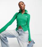 Puma Ribbed High Neck Flare Sleeve Jacket In Green - Exclusive To Asos