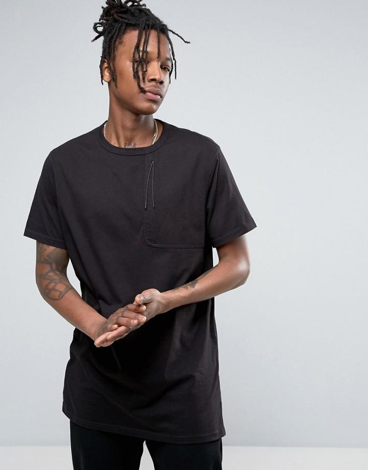 Maharishi T-shirt In Black With Large Pocket - Black