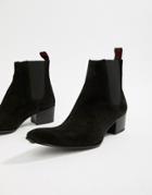 Jeffery West Sylvian Cuban Boots In Black Suede - Black