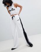 Ellesse Tracksuit Pant With Wide Leg And Contrast Panels - White