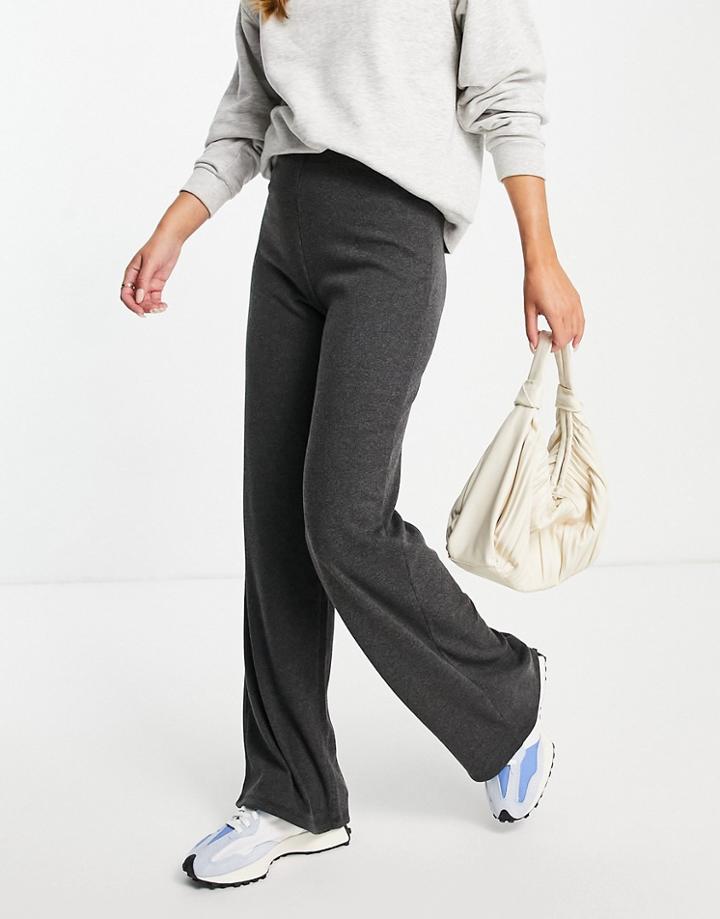 Asos Design Rib Dad Pant In Charcoal-grey